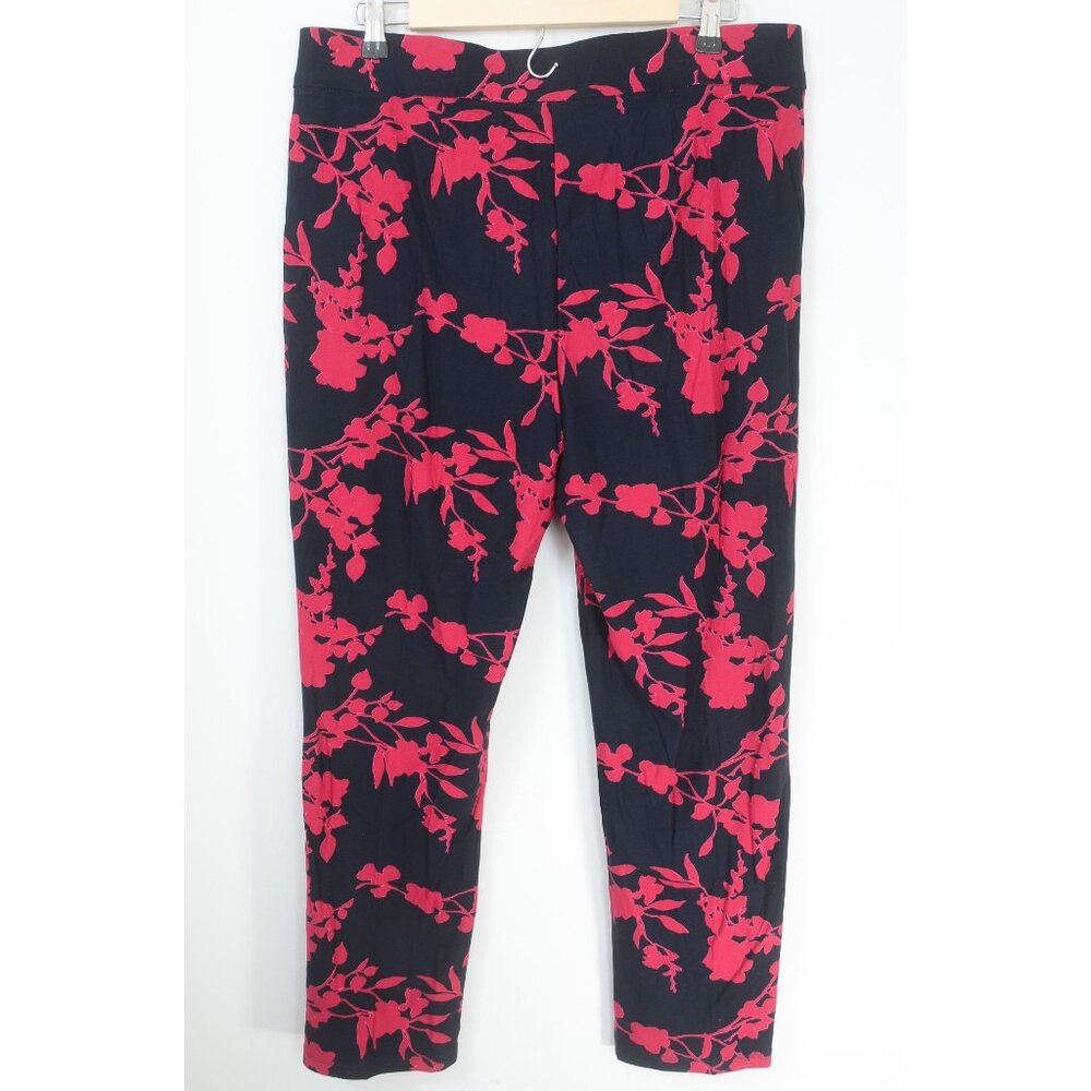 Chico's Travelers Floral Pull-On Pants Size 12R (2R) Travel Vacation Office
